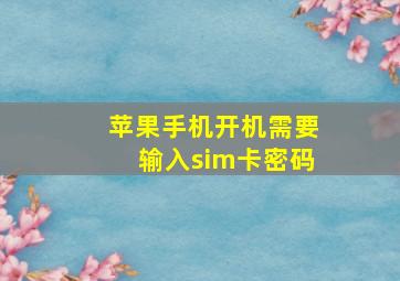 苹果手机开机需要输入sim卡密码