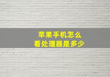 苹果手机怎么看处理器是多少