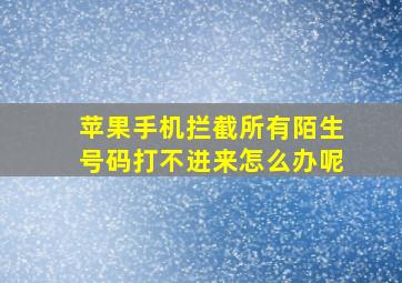 苹果手机拦截所有陌生号码打不进来怎么办呢