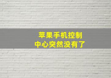 苹果手机控制中心突然没有了