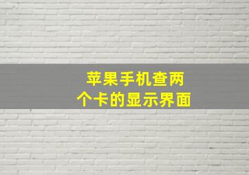 苹果手机查两个卡的显示界面