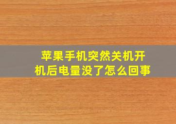 苹果手机突然关机开机后电量没了怎么回事