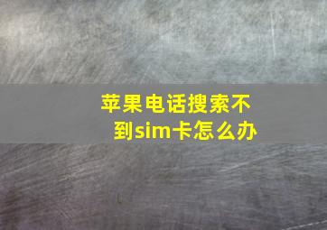 苹果电话搜索不到sim卡怎么办