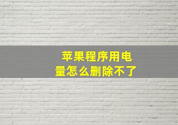 苹果程序用电量怎么删除不了