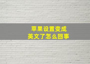 苹果设置变成英文了怎么回事