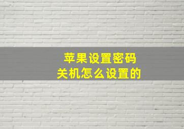 苹果设置密码关机怎么设置的