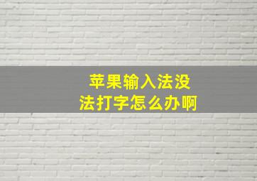 苹果输入法没法打字怎么办啊