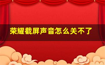 荣耀截屏声音怎么关不了