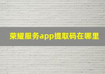 荣耀服务app提取码在哪里