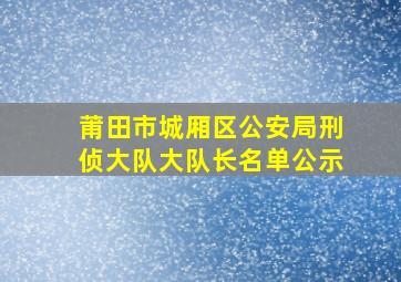 莆田市城厢区公安局刑侦大队大队长名单公示