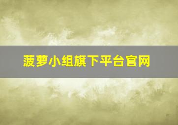 菠萝小组旗下平台官网