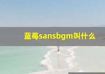 蓝莓sansbgm叫什么