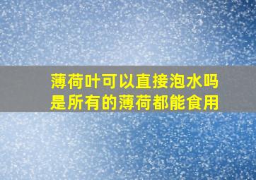 薄荷叶可以直接泡水吗是所有的薄荷都能食用