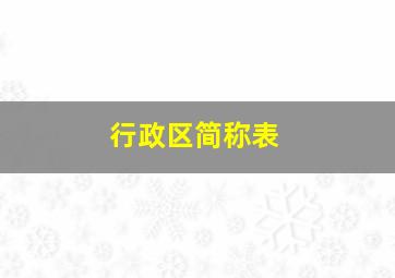 行政区简称表