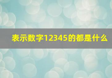 表示数字12345的都是什么