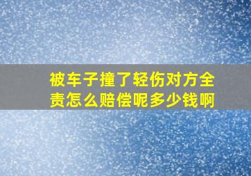 被车子撞了轻伤对方全责怎么赔偿呢多少钱啊