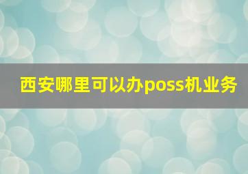 西安哪里可以办poss机业务