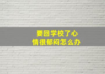 要回学校了心情很郁闷怎么办