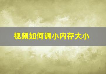 视频如何调小内存大小