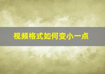 视频格式如何变小一点