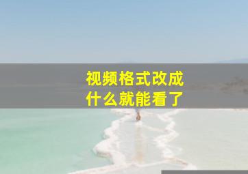 视频格式改成什么就能看了