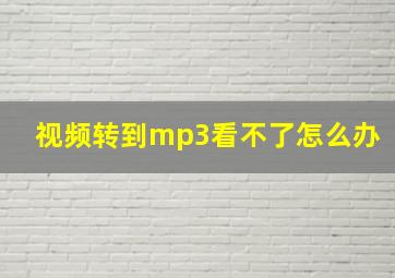 视频转到mp3看不了怎么办