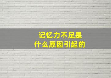 记忆力不足是什么原因引起的