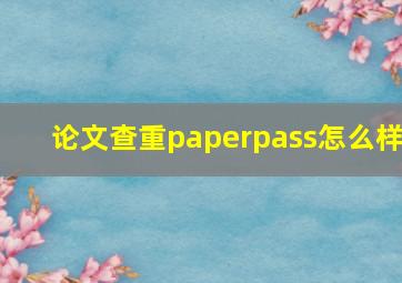 论文查重paperpass怎么样