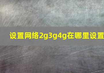 设置网络2g3g4g在哪里设置