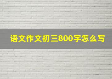 语文作文初三800字怎么写