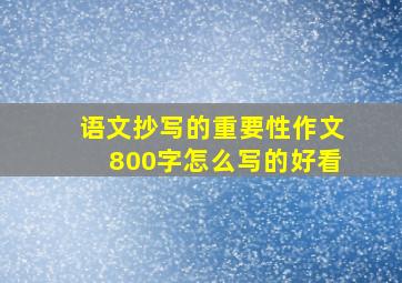 语文抄写的重要性作文800字怎么写的好看