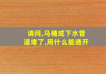 请问,马桶或下水管道堵了,用什么能通开