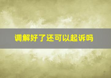 调解好了还可以起诉吗