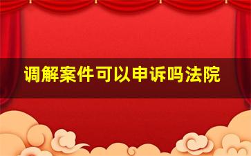 调解案件可以申诉吗法院