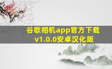 谷歌相机app官方下载v1.0.0安卓汉化版