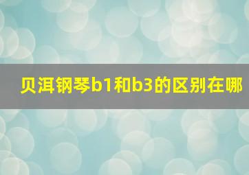 贝洱钢琴b1和b3的区别在哪