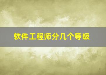 软件工程师分几个等级