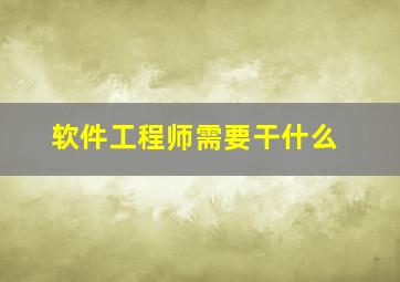 软件工程师需要干什么