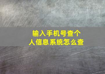 输入手机号查个人信息系统怎么查