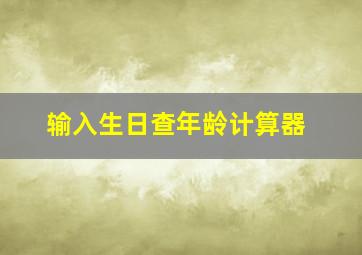 输入生日查年龄计算器