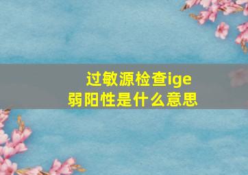 过敏源检查ige弱阳性是什么意思