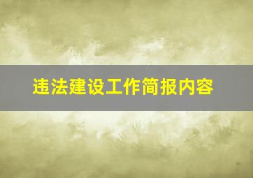 违法建设工作简报内容