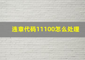 违章代码11100怎么处理