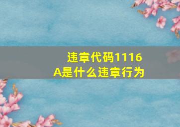 违章代码1116A是什么违章行为