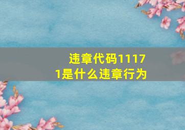 违章代码11171是什么违章行为