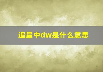 追星中dw是什么意思