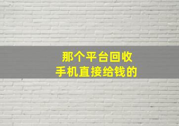 那个平台回收手机直接给钱的