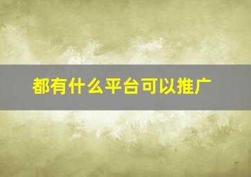 都有什么平台可以推广