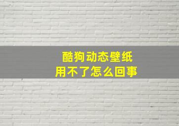 酷狗动态壁纸用不了怎么回事