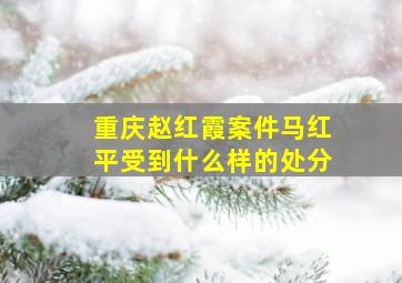 重庆赵红霞案件马红平受到什么样的处分